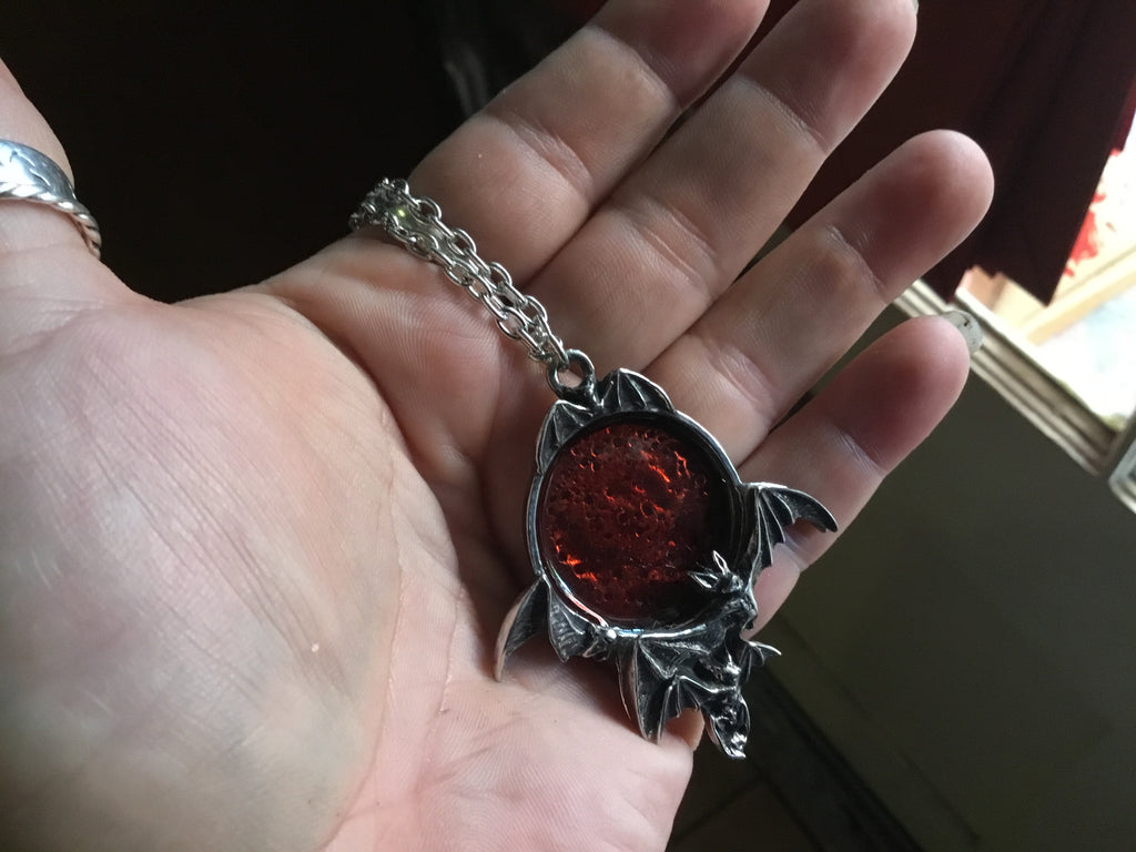 Blood moon bat pendant