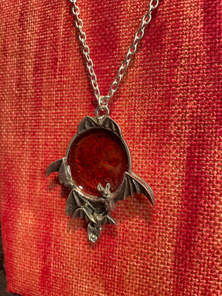 Blood moon bat pendant