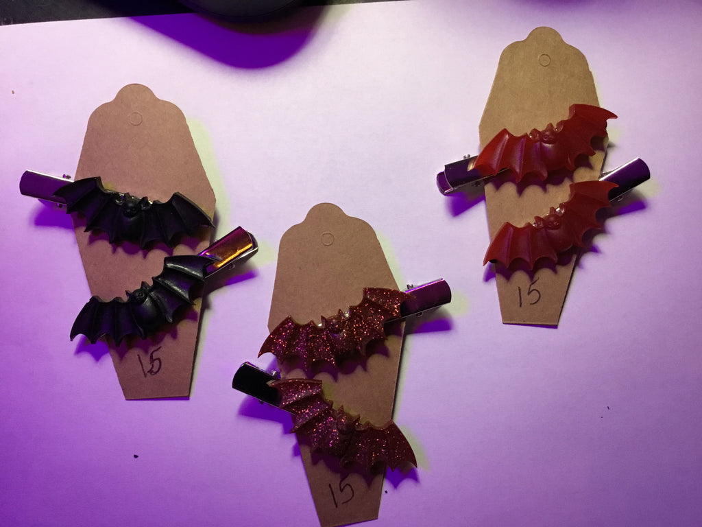 Bat or Tombstone hair clips