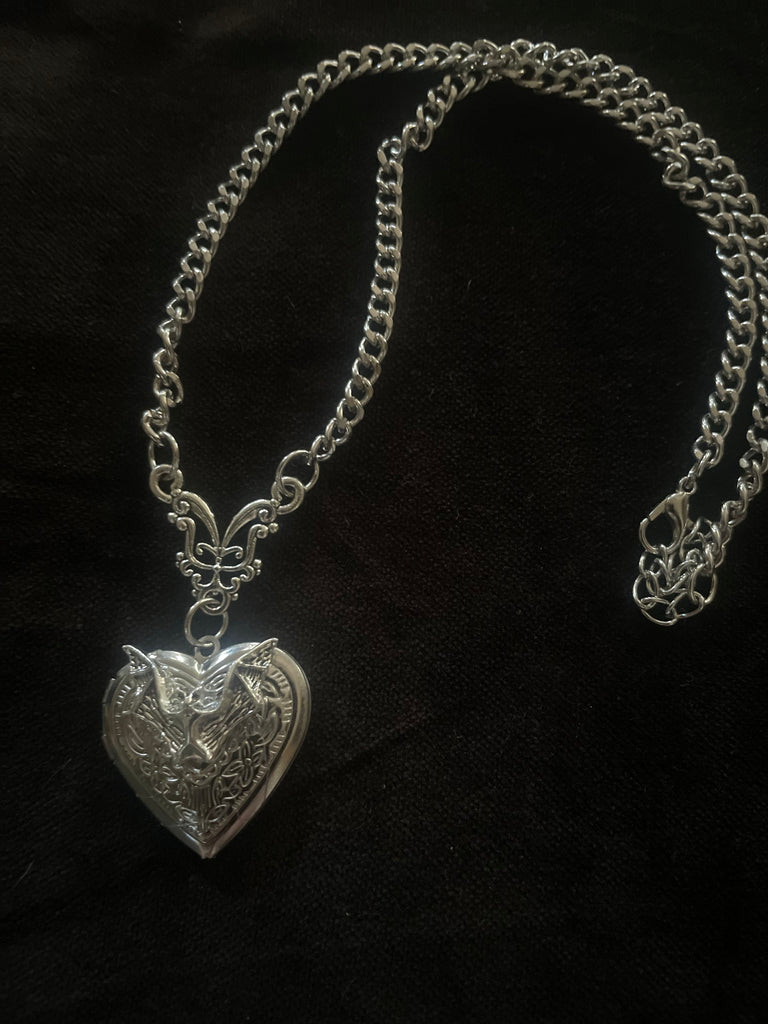 Bat Heart Locket Necklace