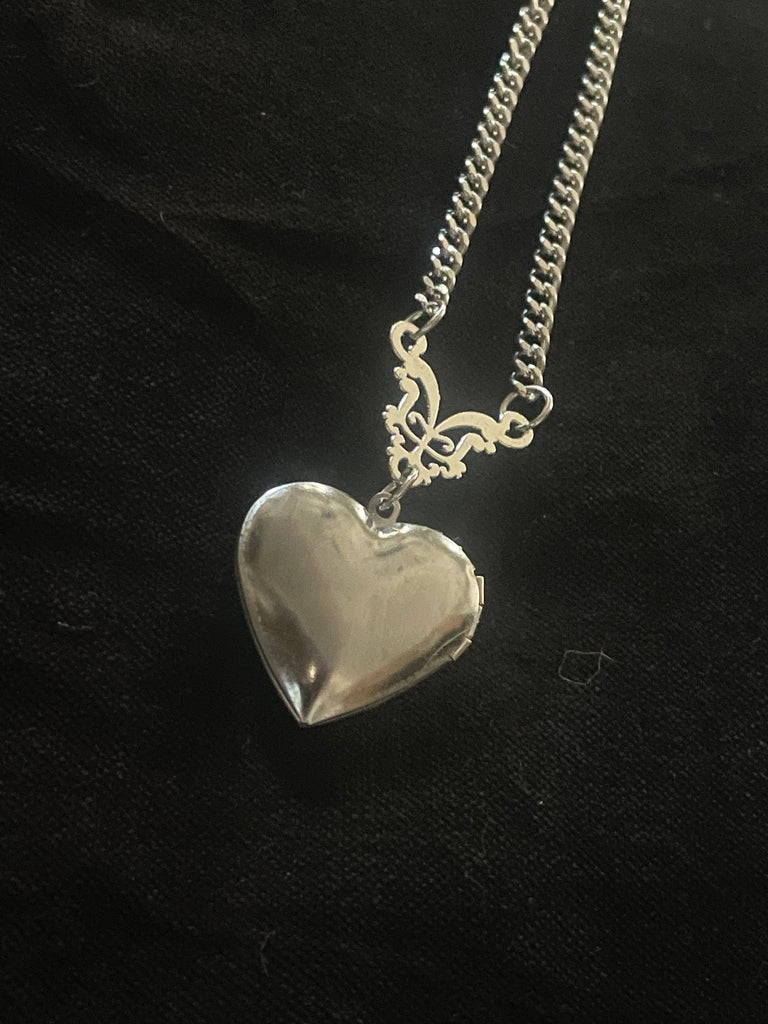 Bat Heart Locket Necklace