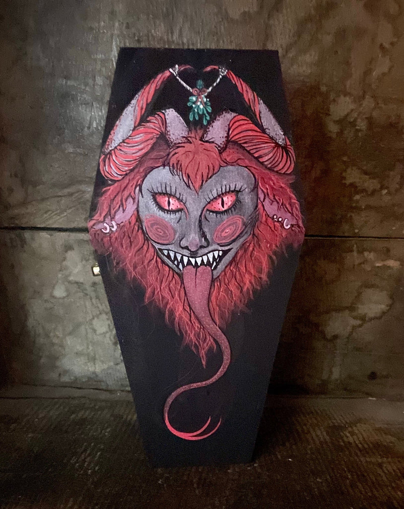 Krampus Coffin Box Hand-painted 12” OOAK