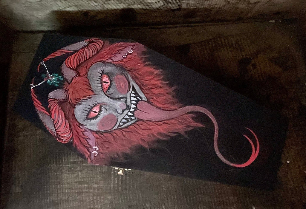 Krampus Coffin Box Hand-painted 12” OOAK