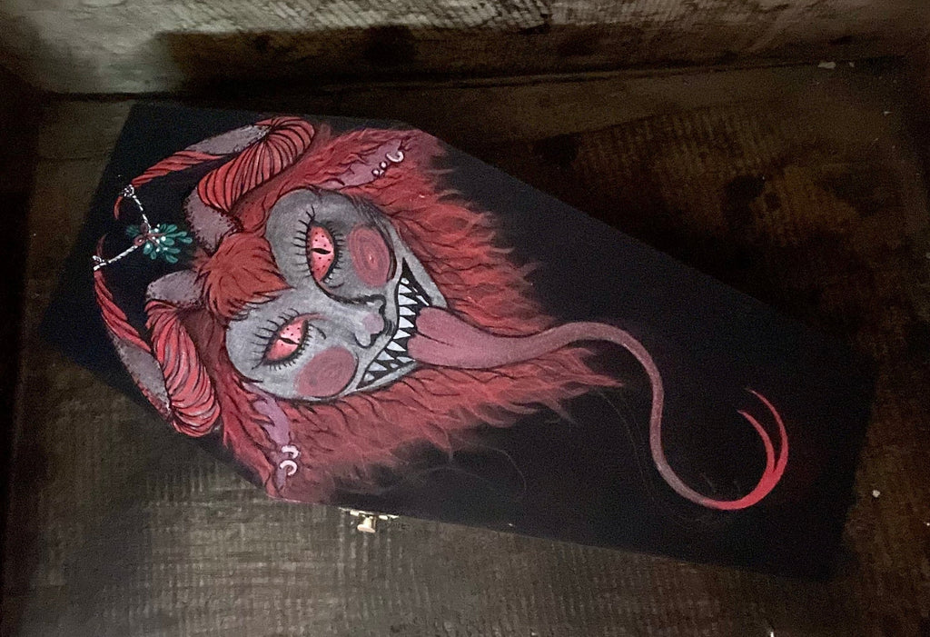 Krampus Coffin Box Hand-painted 12” OOAK