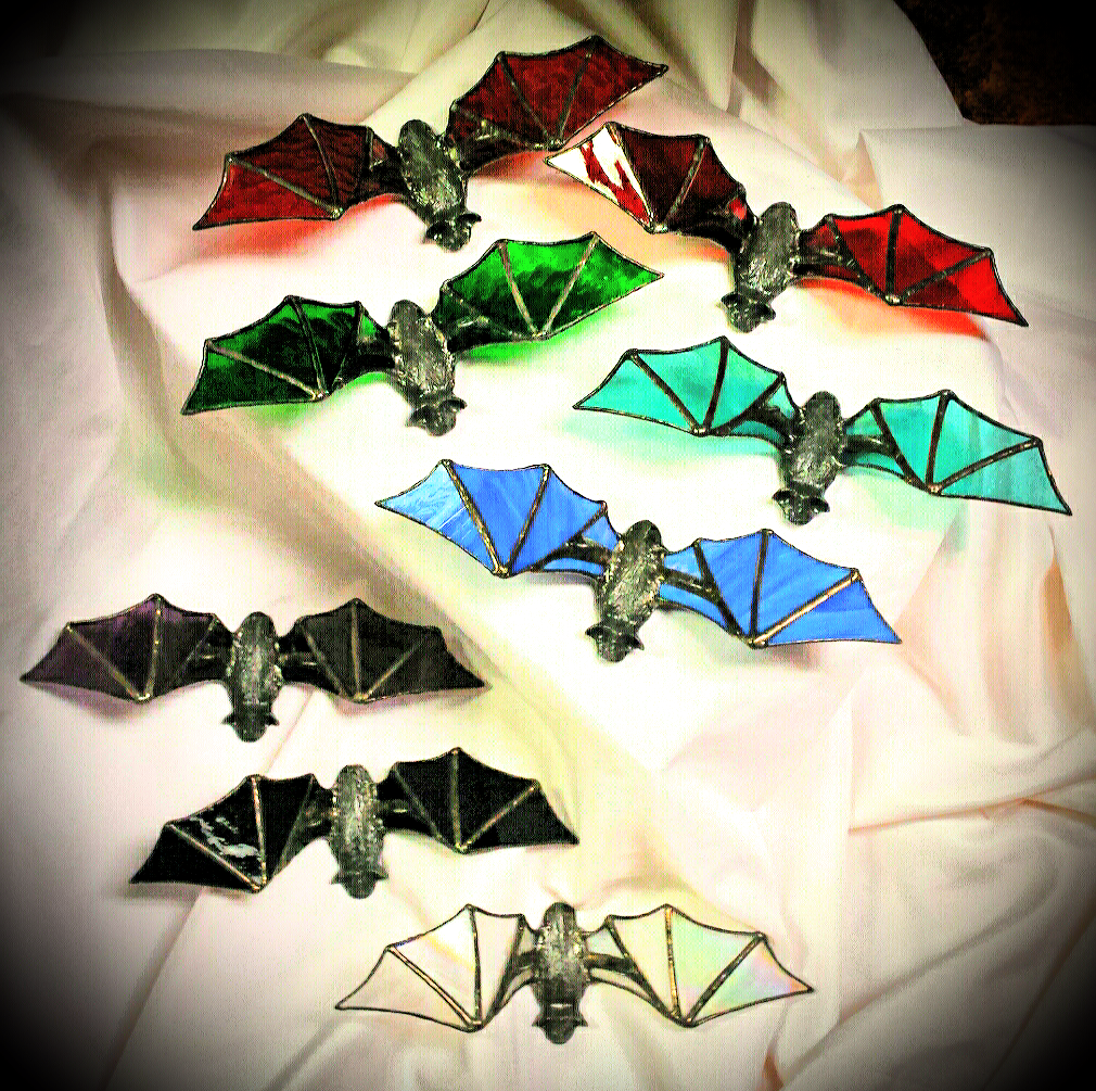 Stained Glass Hanging Bats