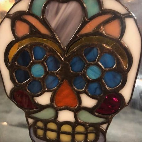 Stained Glass Sugar Skull Suncatcher (Small)