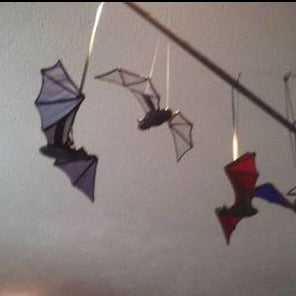 Stained Glass Hanging Bats