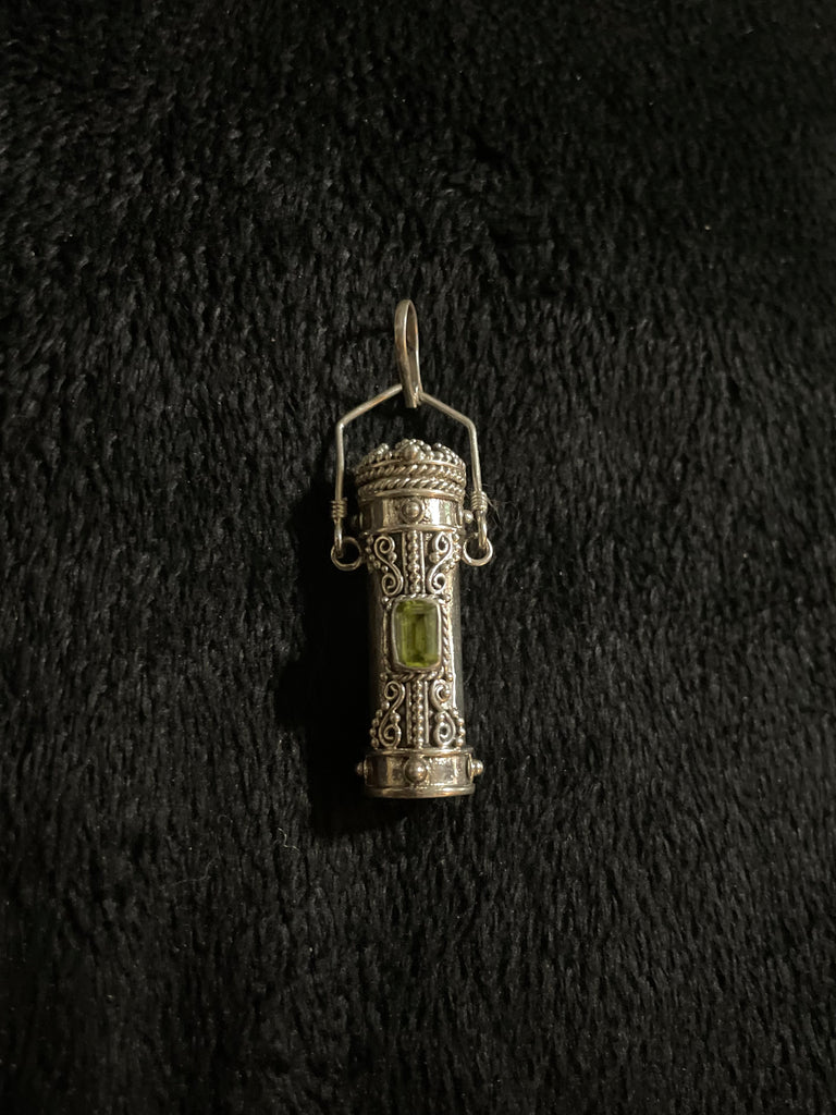 Poison Bottle Tall Pillbox Urn Gemstone Pendant