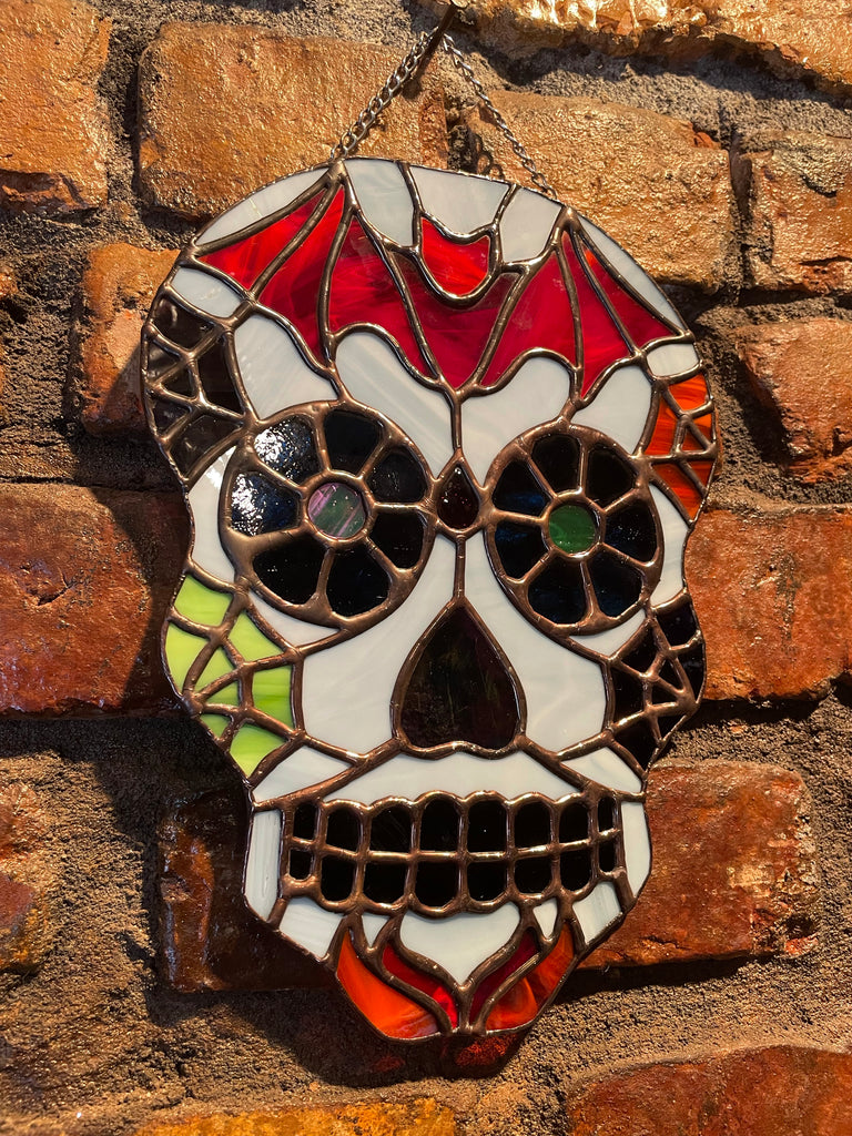 Stained Glass Sugar Skull Suncatcher (Large)