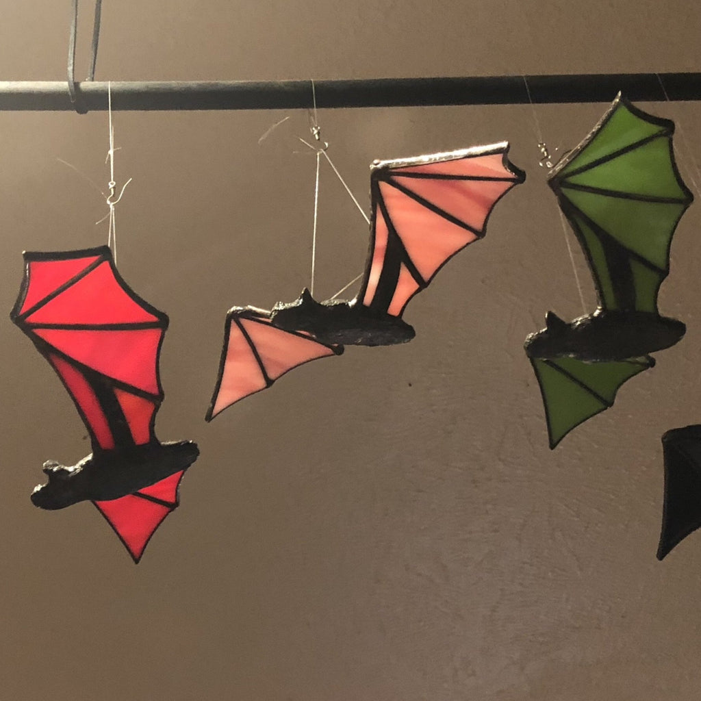 Stained Glass Hanging Bats