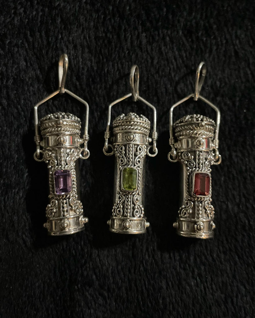 Poison Bottle Tall Pillbox Urn Gemstone Pendant