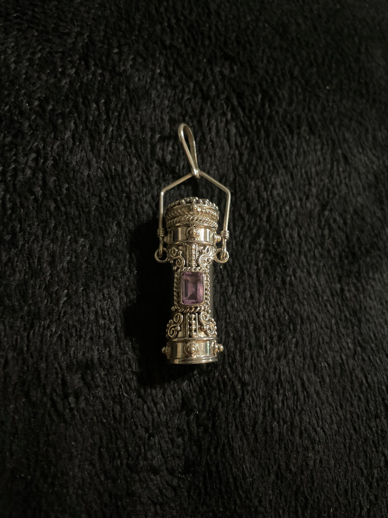Poison Bottle Tall Pillbox Urn Gemstone Pendant