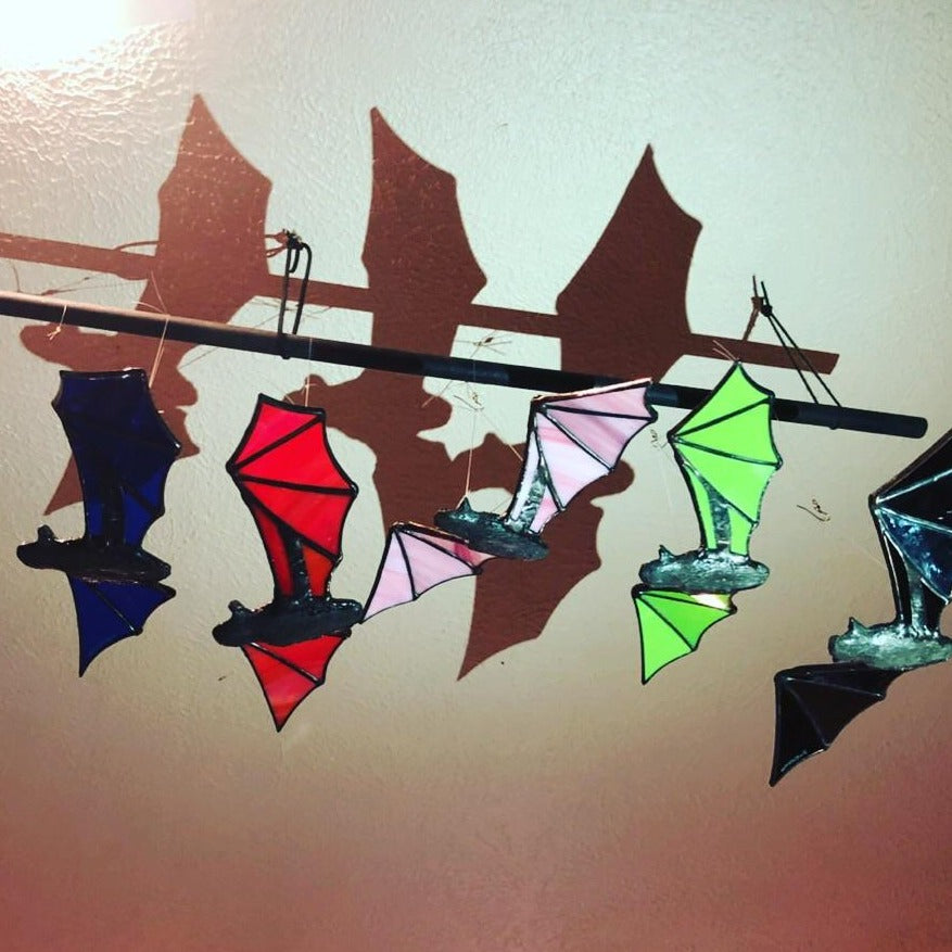 Stained Glass Hanging Bats