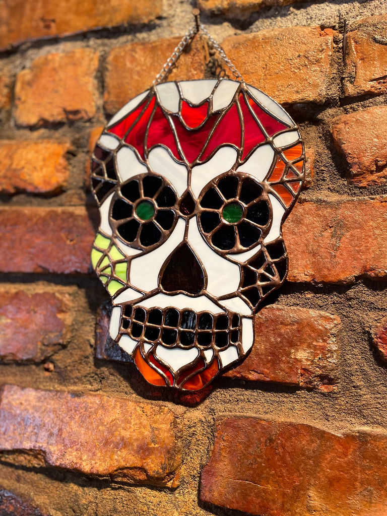 Stained Glass Sugar Skull Suncatcher (Large)