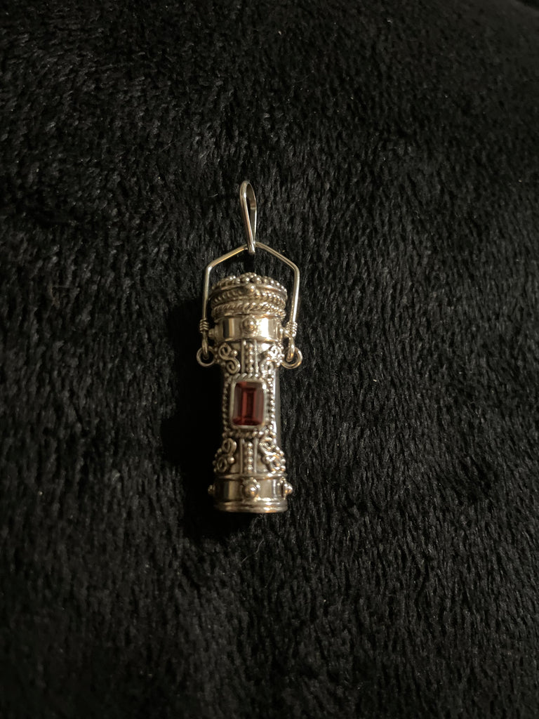 Poison Bottle Tall Pillbox Urn Gemstone Pendant