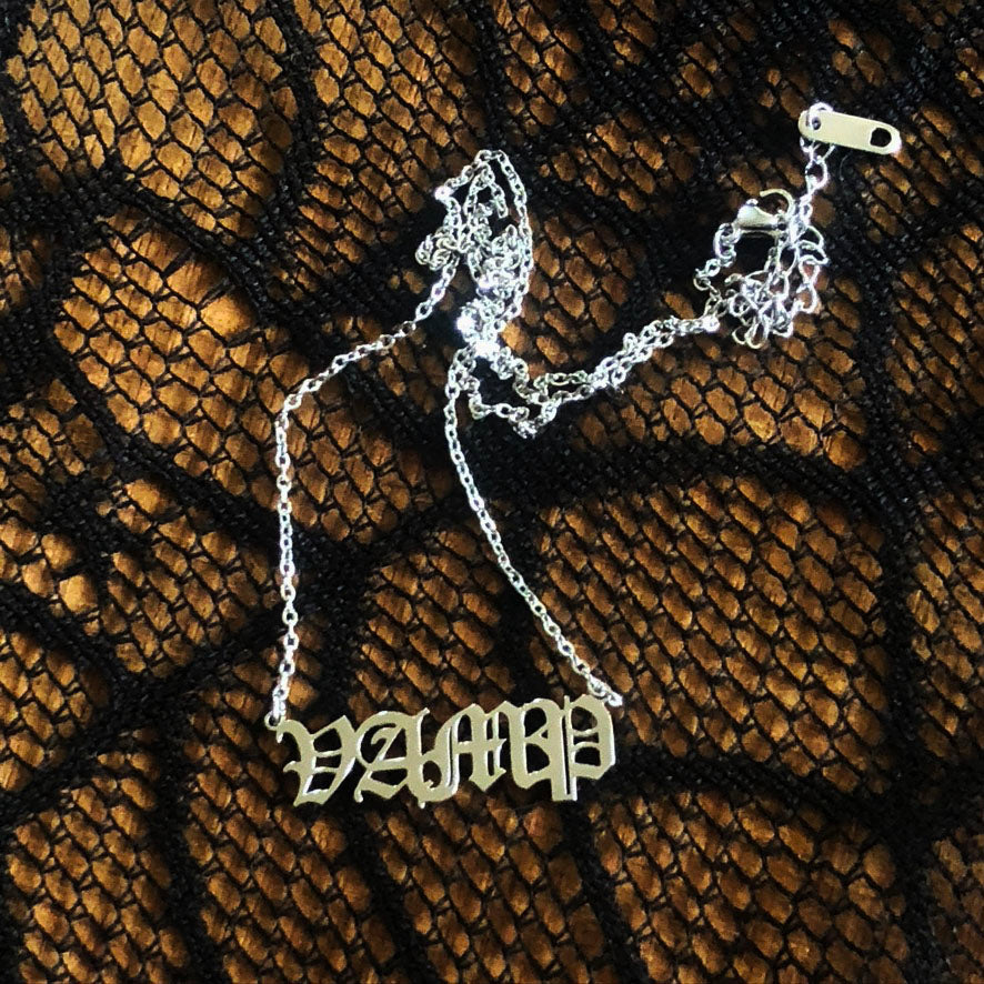 Vamp nameplate necklace