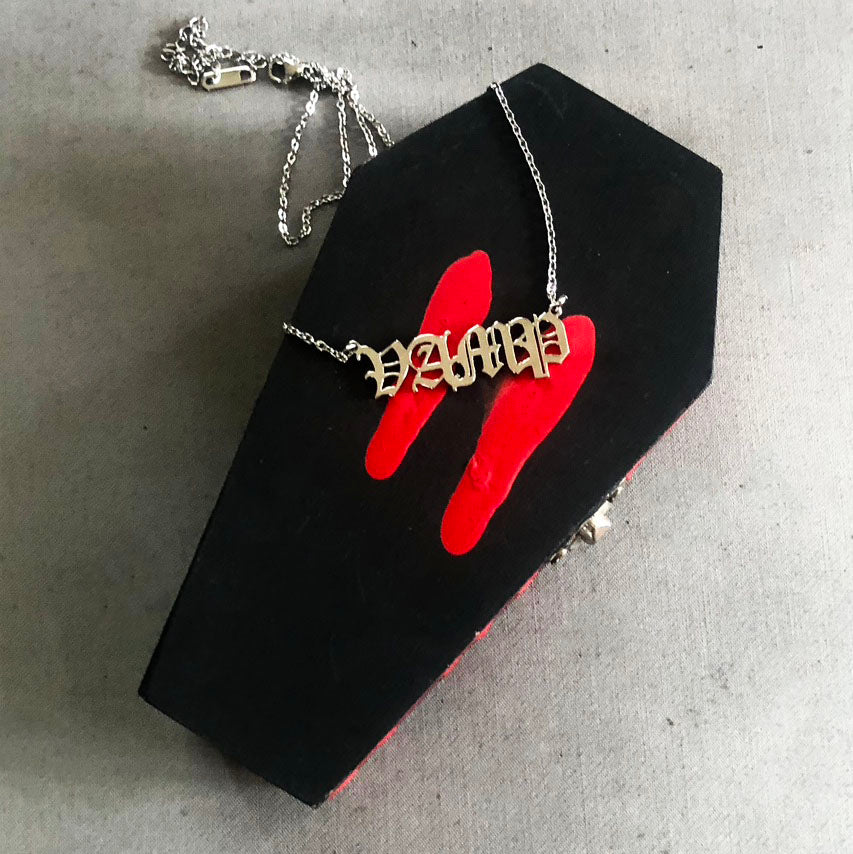 Vamp nameplate necklace