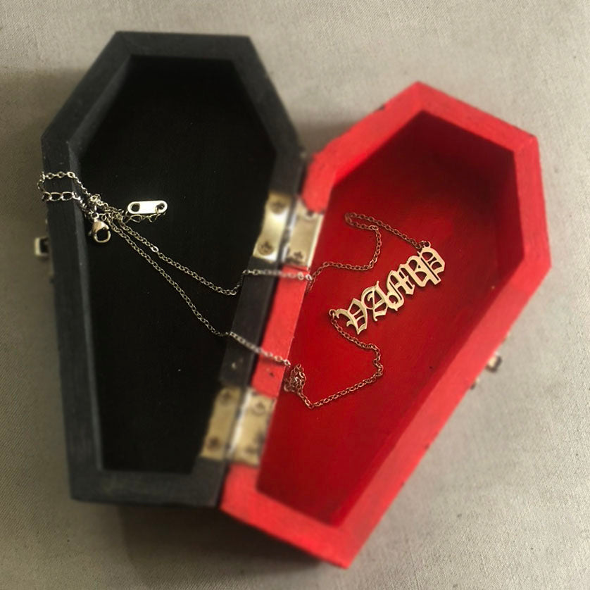 Vamp nameplate necklace