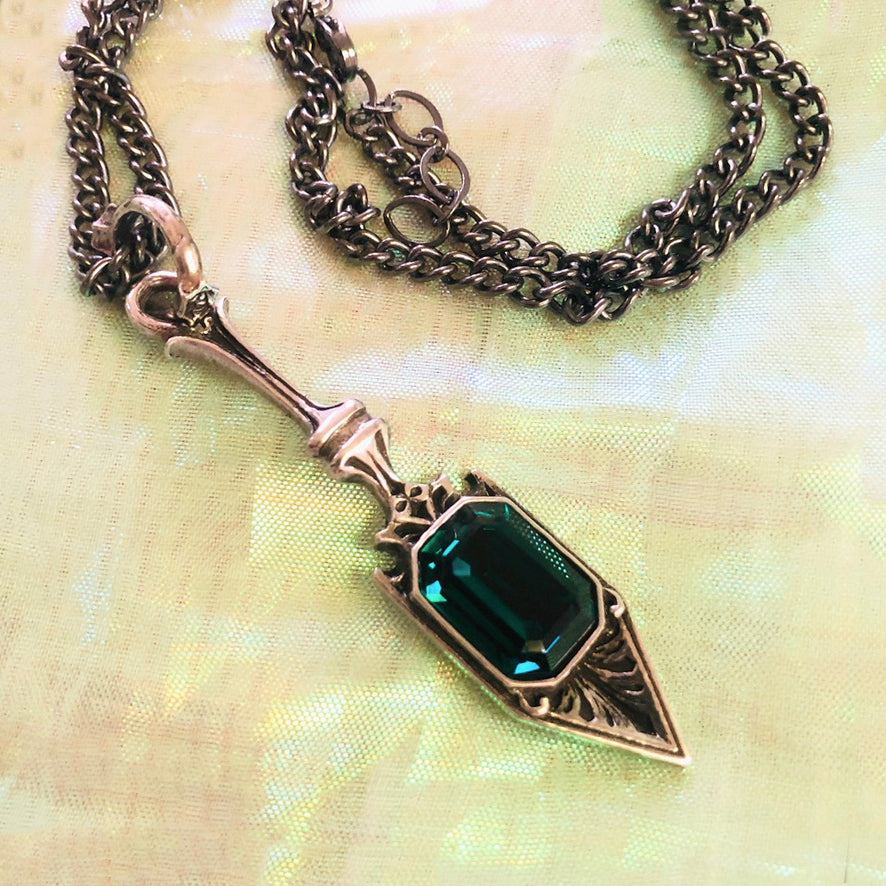 Emerald Green Spoon Pendant Necklace